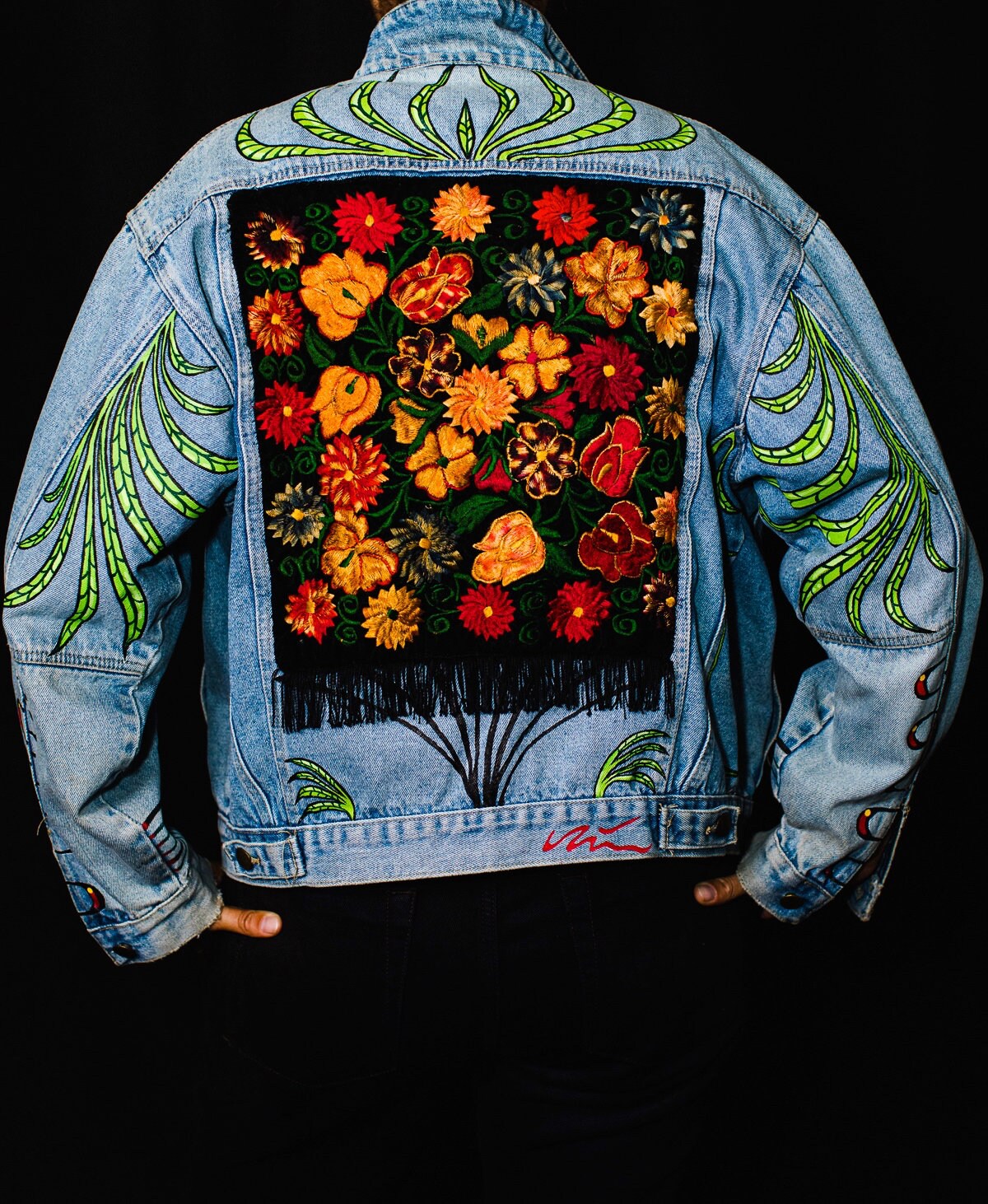 Repurposed Denim Jacket • Poppy Flower Dreams - Etsy
