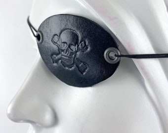 Skull Eyepatch, Pirate Costume, Biker Gift, Small Eye Patch for Women, Left Eye Patch for Men, Goth Eyepatch for Glasses, Husband Gift