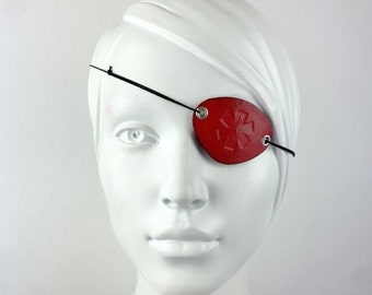 SMALL Red Heart-Shaped Leather Eye Patch Pirate Superhero Anime Accessory UNISEX 