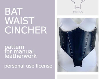 Bat Leather Waist Cincher Pattern Pdf, Gothic Corset Belt Renaissance, Leather Corset Belt Pattern, PDF Template, Underbust Corset Pattern