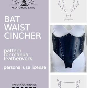 Bat Leather Waist Cincher Pattern Pdf, Gothic Corset Belt Renaissance, Leather Corset Belt Pattern, PDF Template, Underbust Corset Pattern