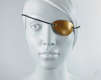 Gold Small Eyepatch Cosplay, Slim Eye Patch For Men, Left Eye Patch for Women, Right Eye Patch for Kids, Goth Eyepatch for Glasses