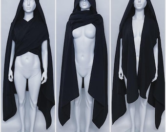 Black Overlord Cosplay Cloak, Versatile Fantasy Robe, Renaissance Hooded Wizard Cloak, Medieval Cloak for Men Women Unisex