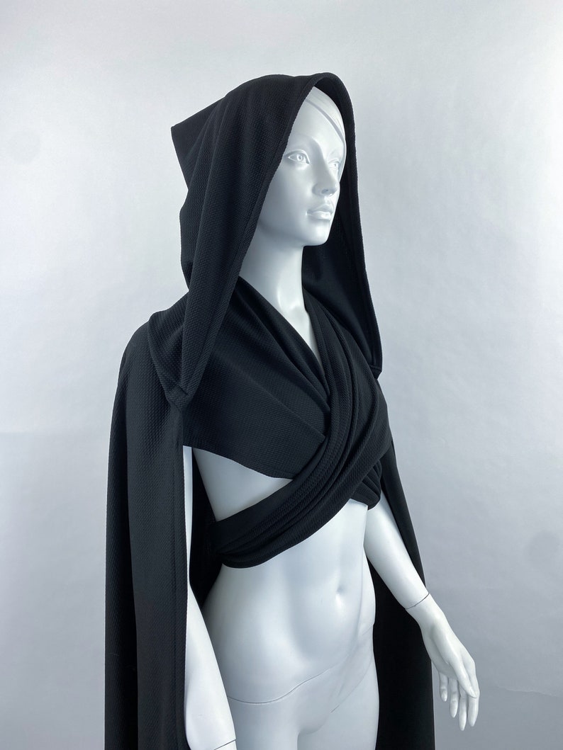 Black Sith Robe, Sith Cosplay, Versatile Scifi Cloak, Sith Costume Women, Renaissance Cloak Hooded, Jedi Robe, Medieval Cloak Men image 6