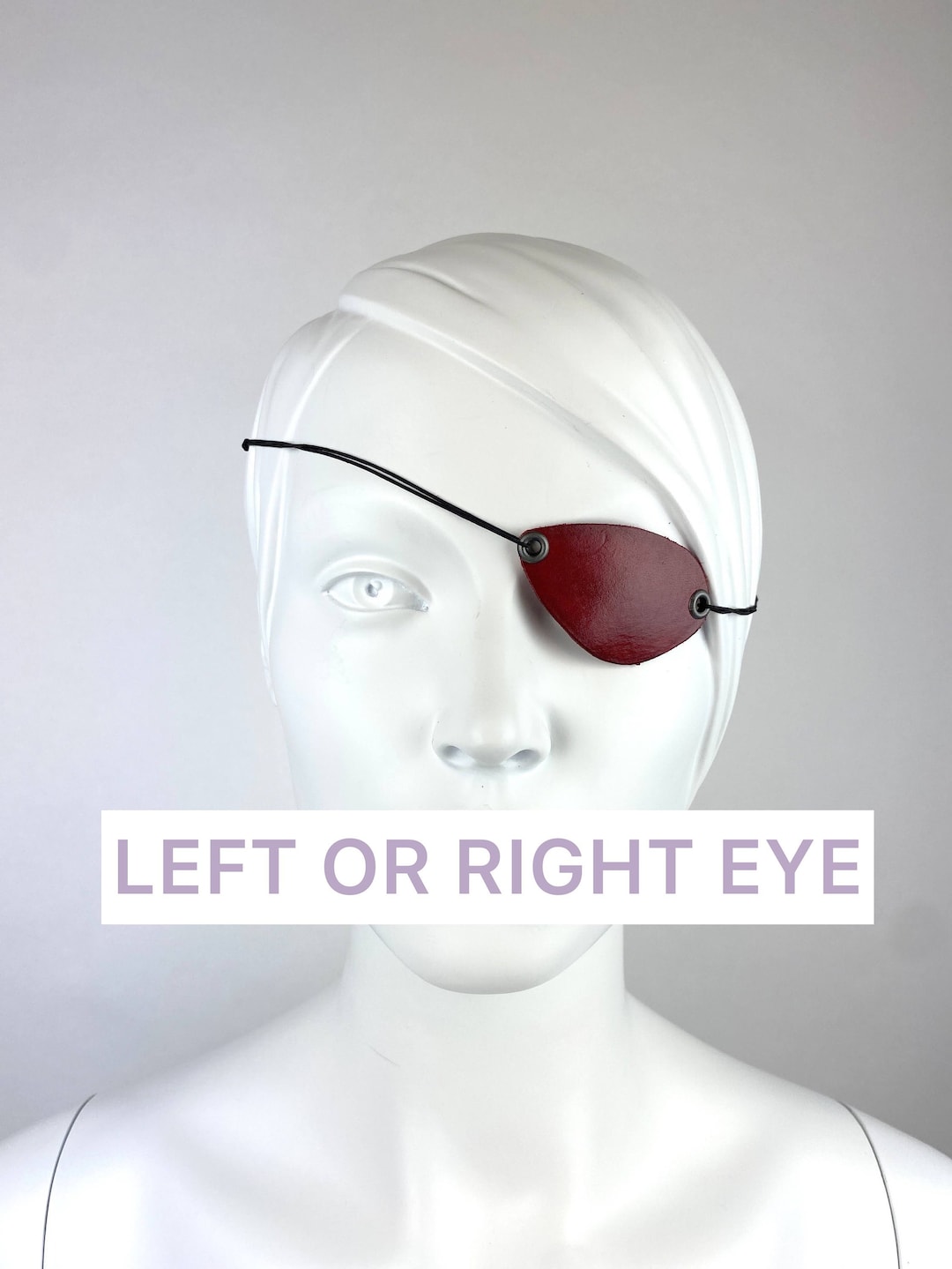 Red Small Eyepatch Cosplay, Slim Eye Patch for Men, Left Eye Patch for