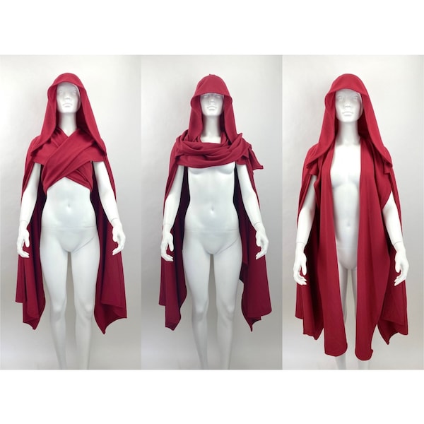 Adult Red Hooded Cloak Costume, Red Renaissance Clothing Women, Adult Robe Cosplay Cape, Ren Faire Costume Women, Medieval Cloak Men