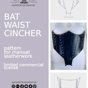 Bat Leather Waist Cincher Pattern Pdf, Gothic Corset Belt Renaissance, Leather Corset Belt Pattern, PDF Template, Underbust Corset Pattern
