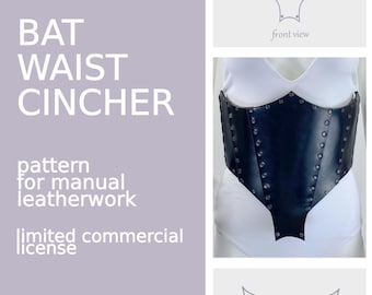 Bat Leather Waist Cincher Pattern Pdf, Gothic Corset Belt Renaissance, Leather Corset Belt Pattern, PDF Template, Underbust Corset Pattern