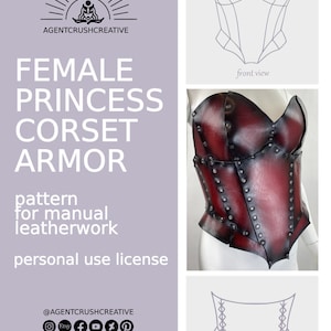 Leather Corset Pattern PDF, Princess Armor, Medieval Armor Pattern, Leather Corset Template, Underbust Corset Renaissance, Breastplate Armor