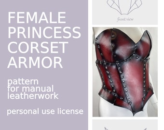 Leather Corset Pattern PDF, Princess Armor, Medieval Armor Pattern, Leather Corset Template, Underbust Corset Renaissance, Breastplate Armor