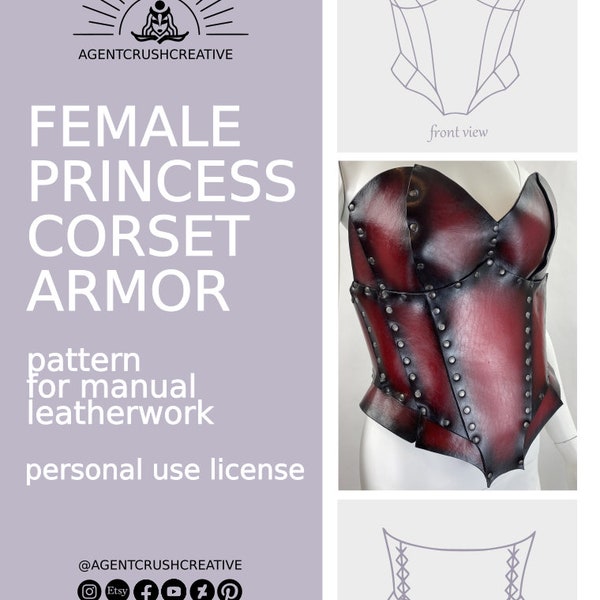 Leather Corset Pattern PDF, Princess Armor, Medieval Armor Pattern, Leather Corset Template, Underbust Corset Renaissance, Breastplate Armor