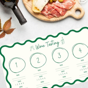 Fiche de dégustation de vin imprimable | Carte de pointage Wine Flight | Soirée vin à la maison | Guide de dégustation de vins | Téléchargement instantané PDF