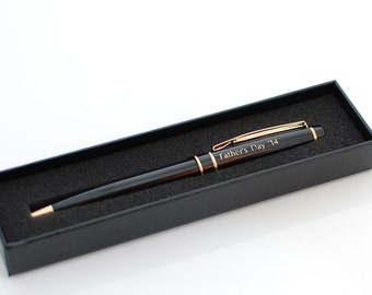 Engraved Black Brass Ballpoint Pen, Personalized Pen, Custom engraved pen