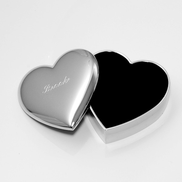 Personalized heart jewelry box Engraved with name and date