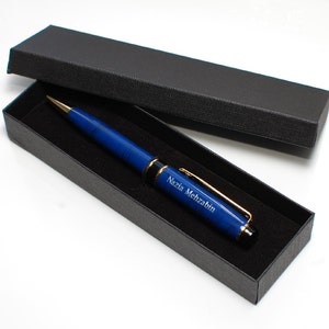 Personalized Pen Blue Brass Ballpoint, custom engraved pen, graduation gift, father's day gift