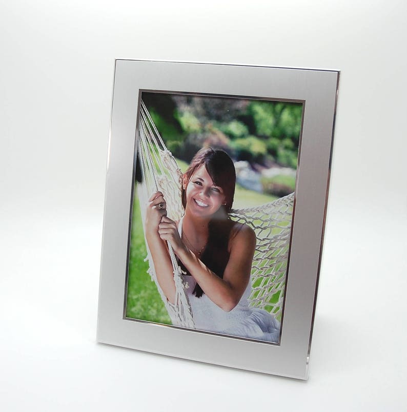 Personalized 5x7 picture frame Engraved photo frame Silver picture frame with engraving image 5