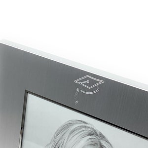 Personalized 5x7 Vertical photo frame with logo on top and 2 lines Custom engraving on bottom