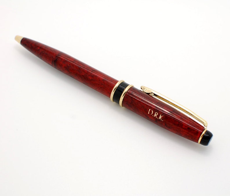 Engraved pen set Personalized red marble brass pen gift set Etsy