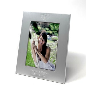 Personalized 5x7 Vertical photo frame with logo and 2 lines Custom text engraving