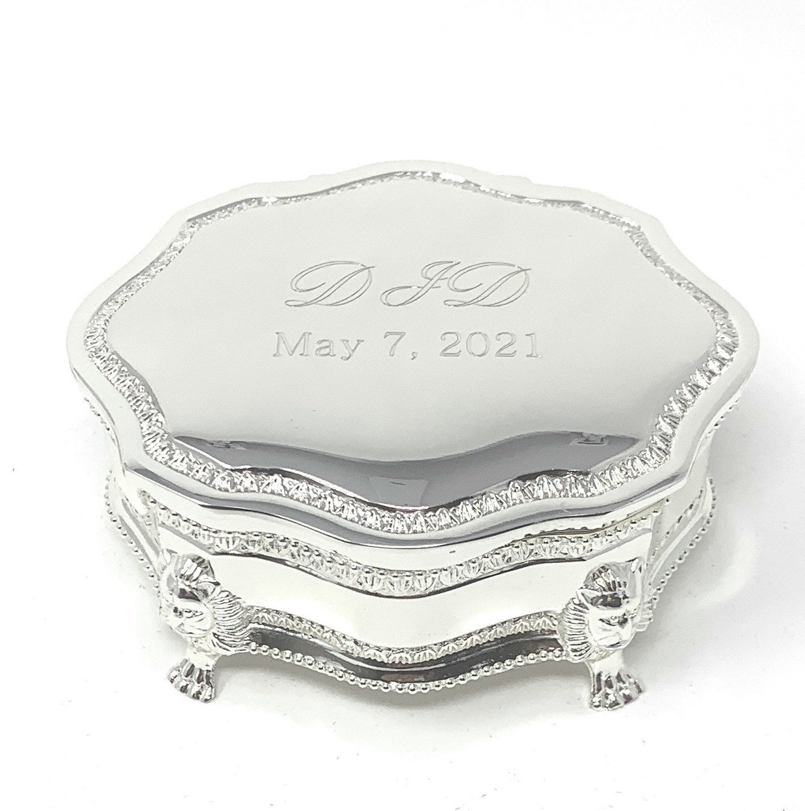 Personalized Silver Plated Jewelry Box