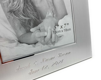 Personalized 5x7 photo frame with wide boarder Engraved picture frame with 2 lines Custom text engraving