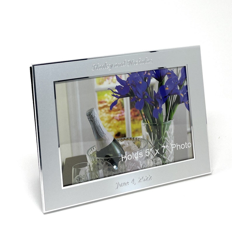 Personalized 5x7 picture frame Engraved photo frame Silver picture frame with engraving image 7