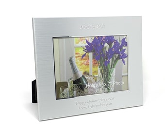 Personalized 5x7 photo frame with wide boarder Engraved picture frame with 2 lines Custom text engraving