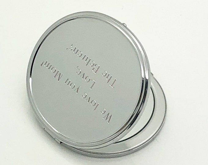 Personalized Oval compact mirror, engraved pocket mirror with name or monogram
