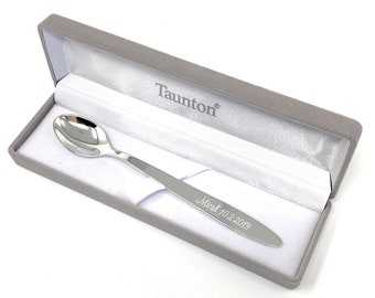 Personalized Silver Spoon - Baby first spoon for christening communion baptism and birthday comes engraved