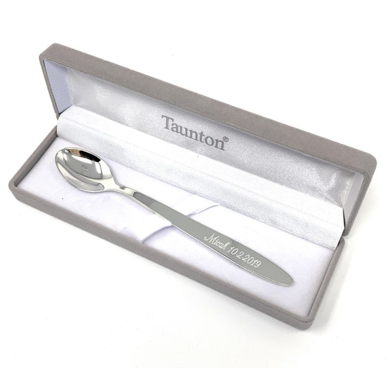 Personalized Silver Spoon Baby First Spoon for Christening Communion  Baptism and Birthday Comes Engraved 