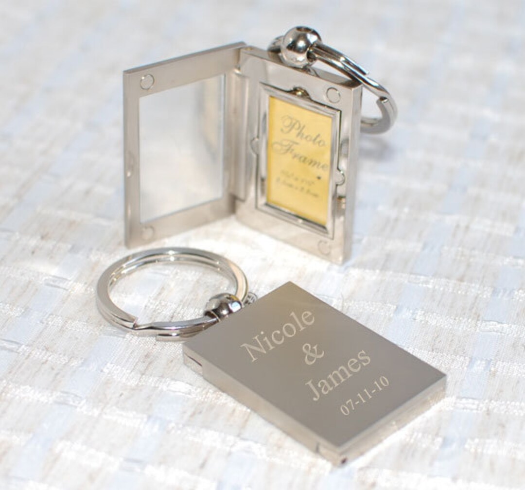 Personalized Keychain With Photo Frame, Custom Engraved With Name Etsy