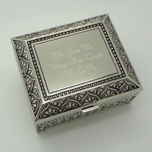 Personalized 4 Inch Antique Jewelry box Metal Surface Engraved with text image 7