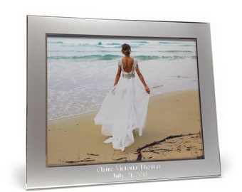 Personalized Horizontal Photo Frame 8x10 - Engraved photo frame - Wedding photo frame