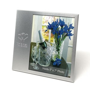 Personalized picture frame 5x7 Photo frame with text and Logo Engraving - Vertical