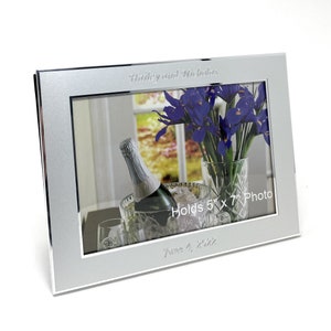 Personalized 5x7 picture frame Engraved photo frame Silver picture frame with engraving image 1