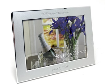 Personalized 5x7 picture frame  -  Engraved photo frame - Silver picture frame with engraving