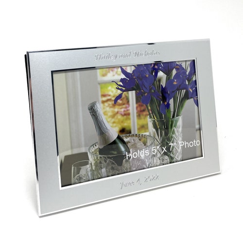 Engraved Silver Plated Photo Frame Personalize Picture Frame Etsy
