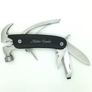 Hammer Design Multi-Tool Folding Knife in Gift Box and Pouch Comes Personalized with Engraving