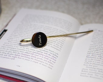 Personalized bookmark, engraved gold bookmark, engraved metal bookmark