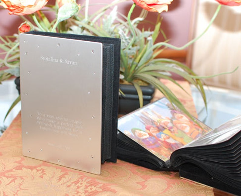 Personalized photo album Engrave with quote holds 4x6 picture Engraved photo frame image 9