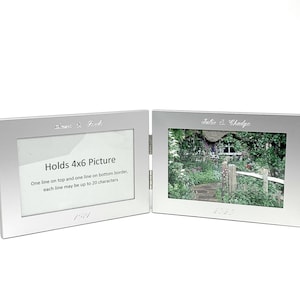 Twin Personalized Horizontal photo frame 4x6 -  Engraved Double Picture frame for birthday, wedding, or anniversary