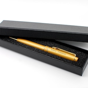 Personalized pen - Frosted golden ballpoint pen engraved with name