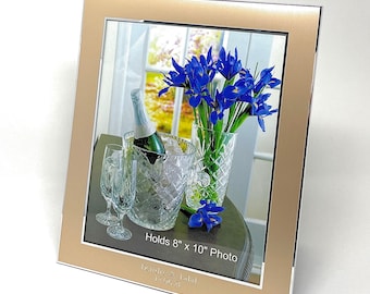Personalized Golden Photo frame 8x10 - Engraved Photo Frame - Wedding Photo Frame with custom engraving