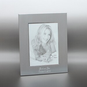 Personalized 5x7 photo frame with wide boarder Engraved picture frame with 2 lines Custom text engraving image 2