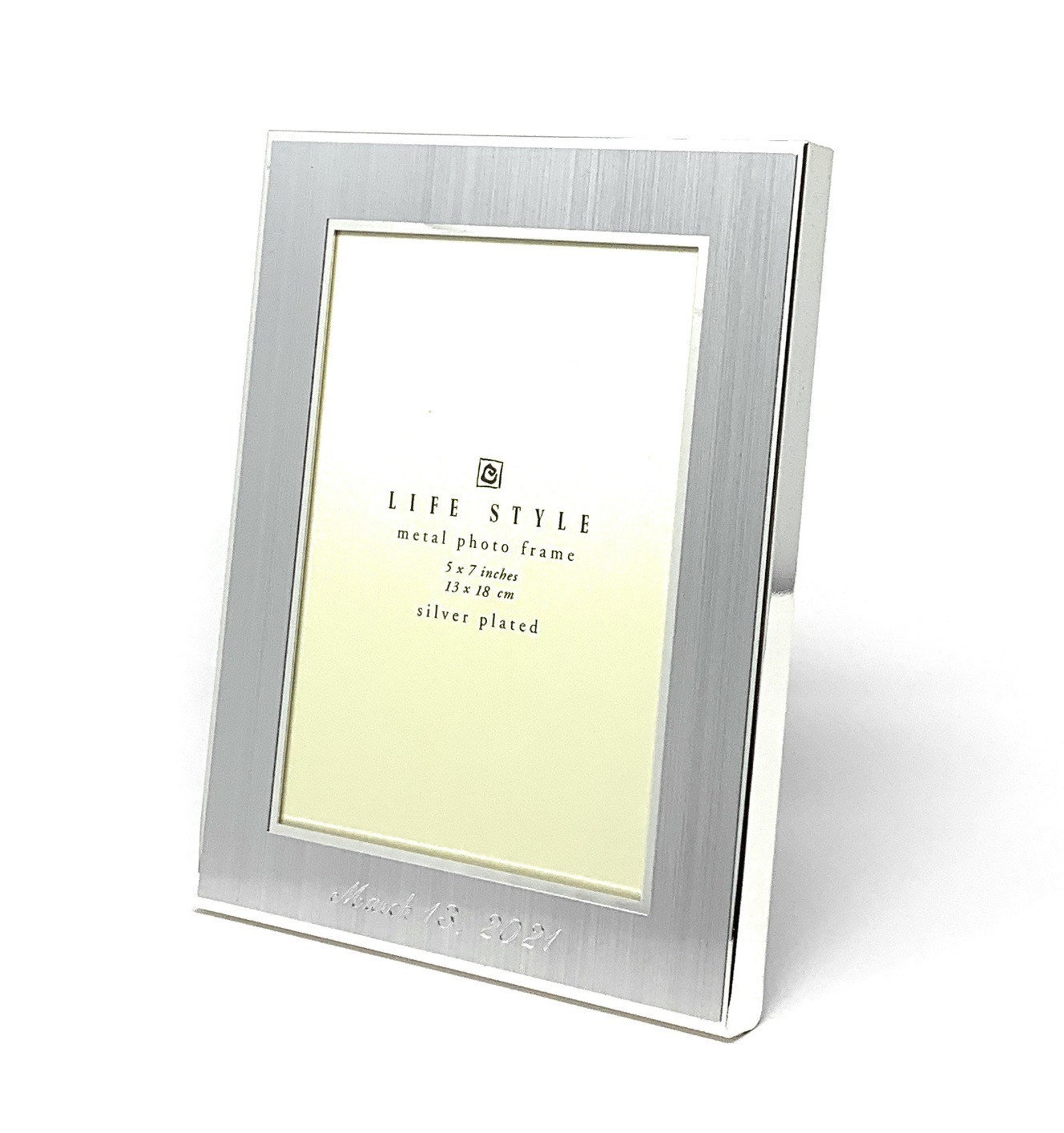 Personalized 5x7 Silver Plated photo frame with 2 lines Custom Etsy