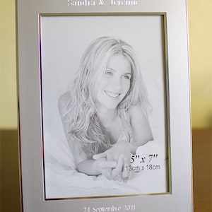 Personalized 5x7 picture frame Engraved photo frame Silver picture frame with engraving image 3