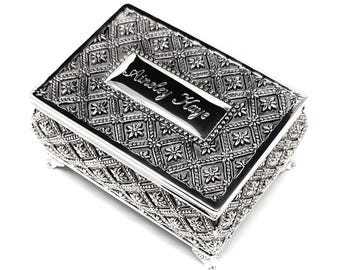 Personalized Elegant Jewelry Box, Inches Large With Vintage