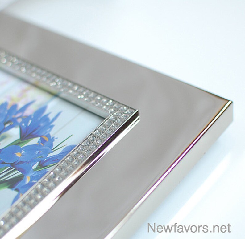 Personalized 8x10 photo frame Nickel Plated Silver Picture frame with Rhinestone border image 6