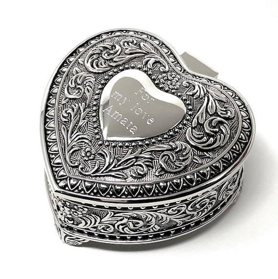 Personalized Jewelry Box Antique Design Heart Shaped 