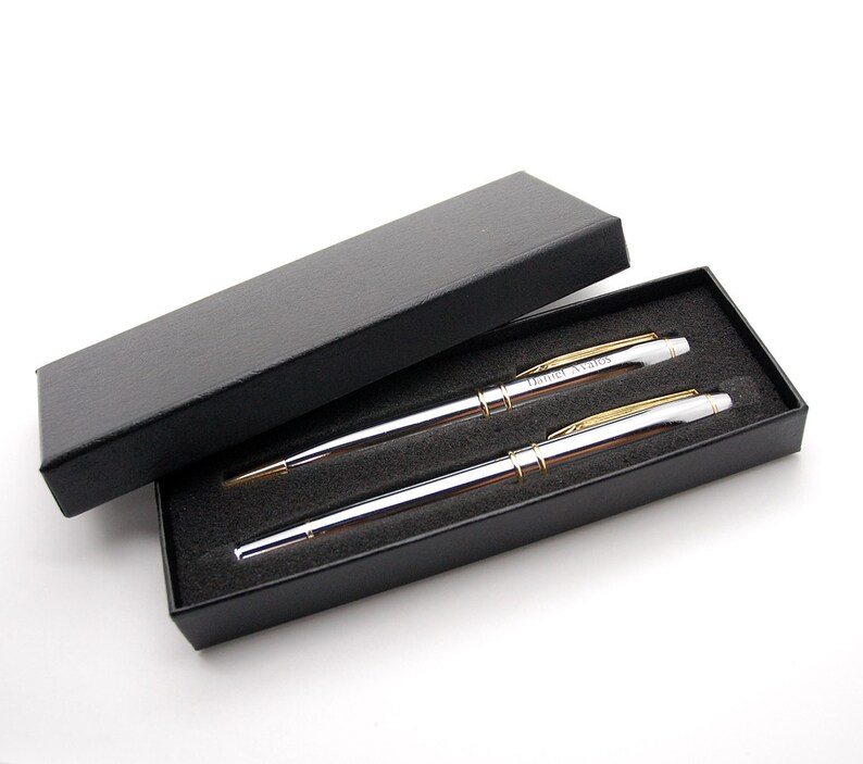 Personalized pen gift set Engraved ballpoint and rollerball Etsy